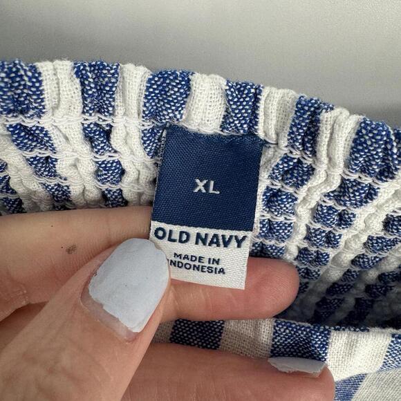Old Navy dress XL blue white striped linen mini beachy coastal summer nautical - Picture 3 of 7
